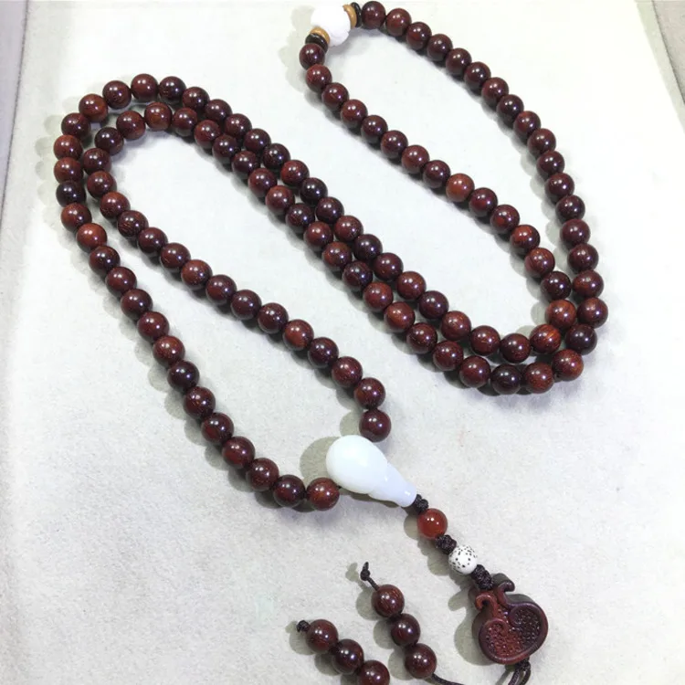 

Natural lobular red sandalwood Buddha beads chain rosewood chain