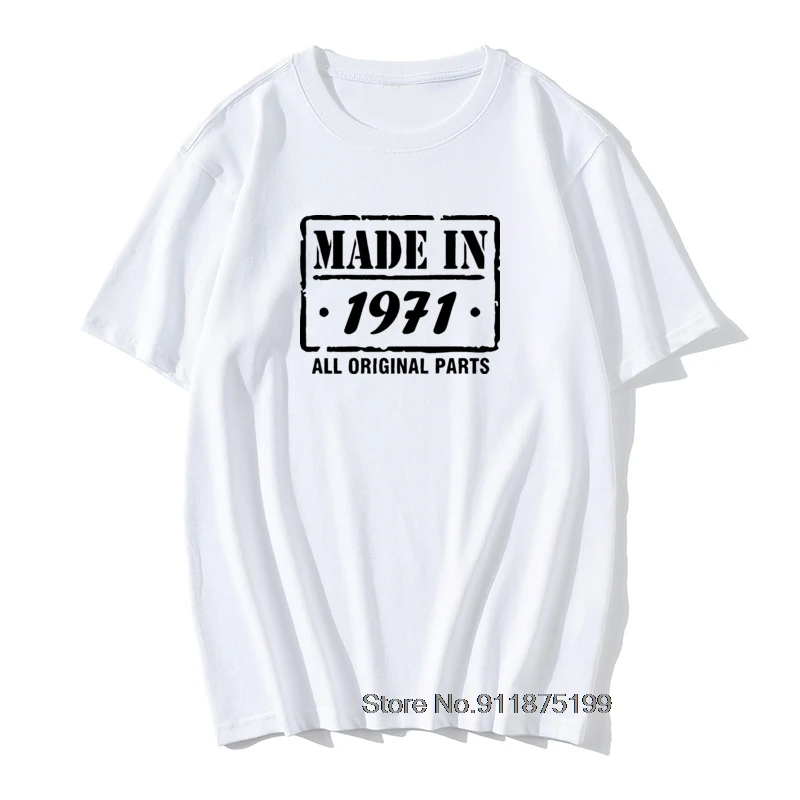 

Сделано в 1971 году, футболка с оригинальными деталями, дизайн 50-го дня рождения, хлопковые Ретро футболки, мужские винтажные топы с принтом, т...