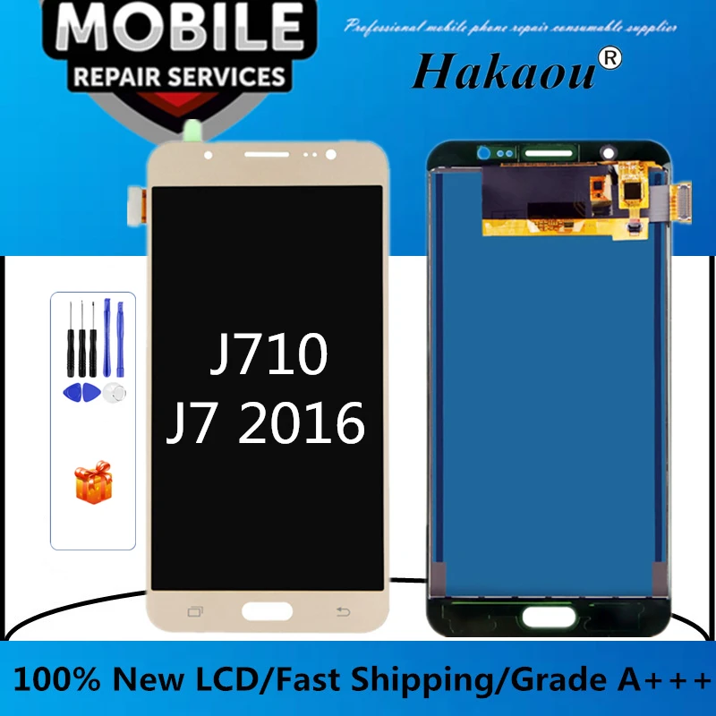 Tft дисплей с регулируемой яркостью для Pantalla samsung J7 2016 J710 J710FN J710F J710M J710Y J710G J710H ЖК