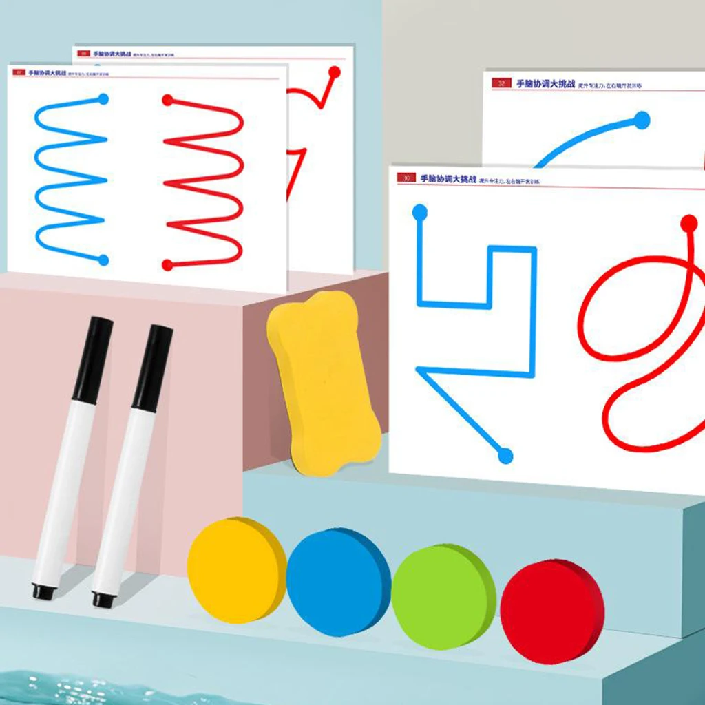 

Preschool Kids Left Right Brain Training Teaching Aids Training Tracing Double Sided Drawing Boards Toys