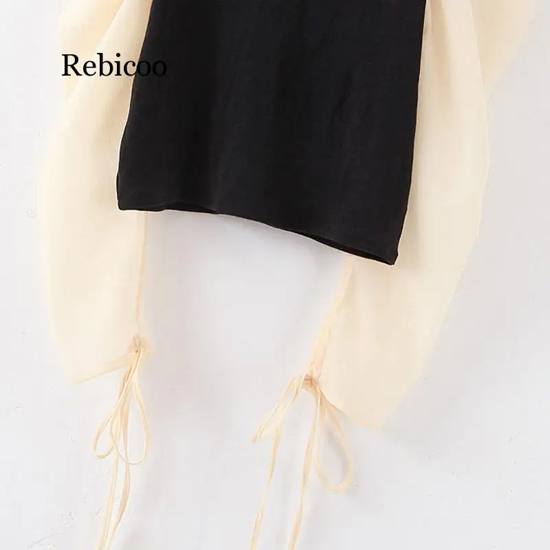 Женские Прозрачные топы с длинным рукавом и круглым вырезом элегантные футболки