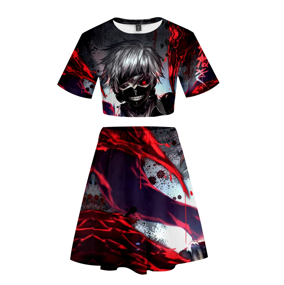 Комплект из двух предметов с объемной анимацией Tokyo Ghoul короткая юбка костюм