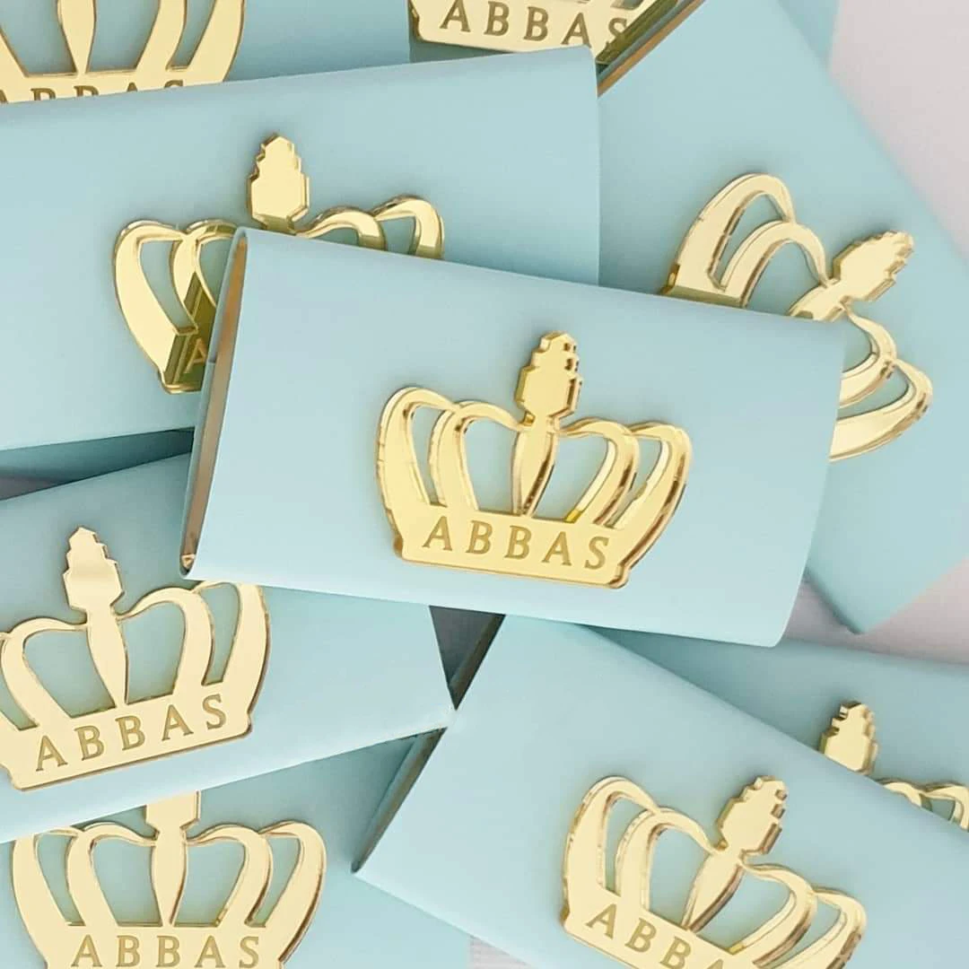 24Pcs Personalized Gold Crown Baby Shower Table Decoration Princess Baptism Party Favor Chocolate Bars Centerpieces Decor | Дом и сад