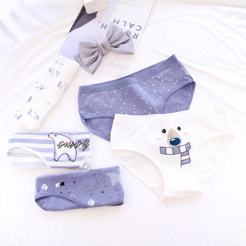 Трусики с принтом белого медведя для девочек женское хлопковое нижнее белье