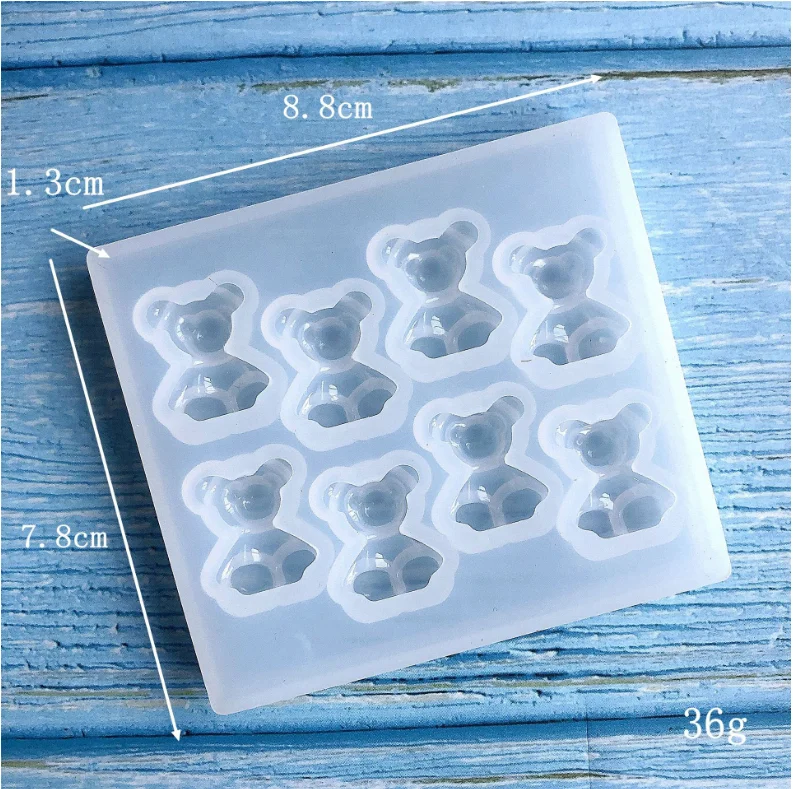 

8 With Bear Shape Silicone Mold Epoxy Resin Mirror DIY Fondant Cake Decoration Mold Earring Pendant Jewelry Bear Silicone Mold