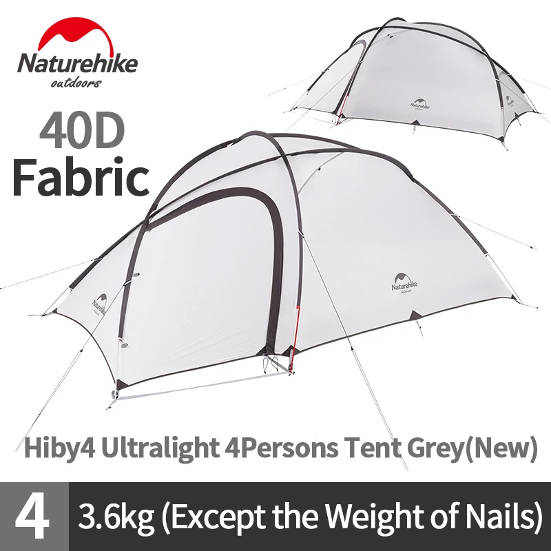 Палатка Naturehike Hiby на 3 4 человек силиконовая нейлоновая ткань Ультралегкая с