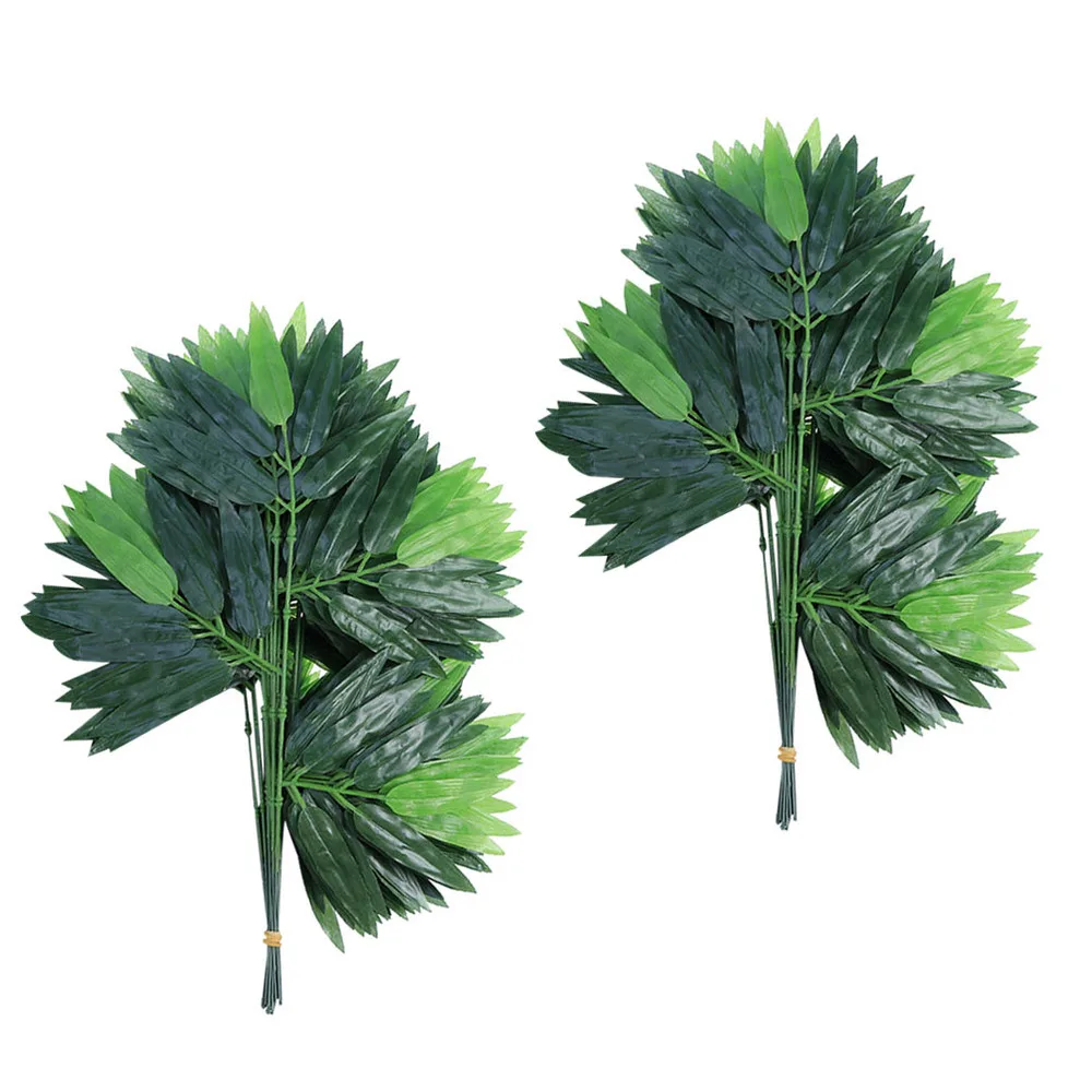 

24 шт. искусственные бамбуковые листья, искусственные растения, зеленые листья для дома (зеленые)
