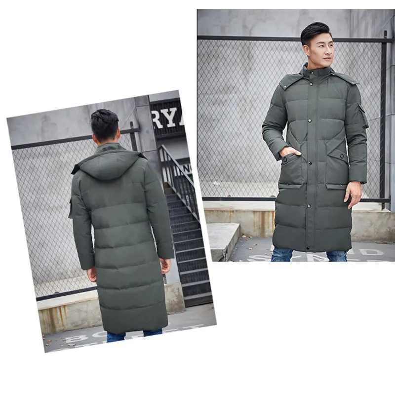 Мужское хлопковое пальто мужское длинное выше колена большого размера зимнее