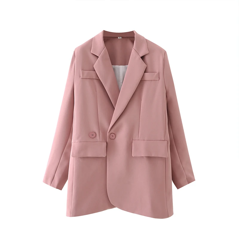 

New Za Women Blazers Autumn Elegant Notched Office Lady Suits Double Breasted Coats and Jackets For Women XNWMNZ