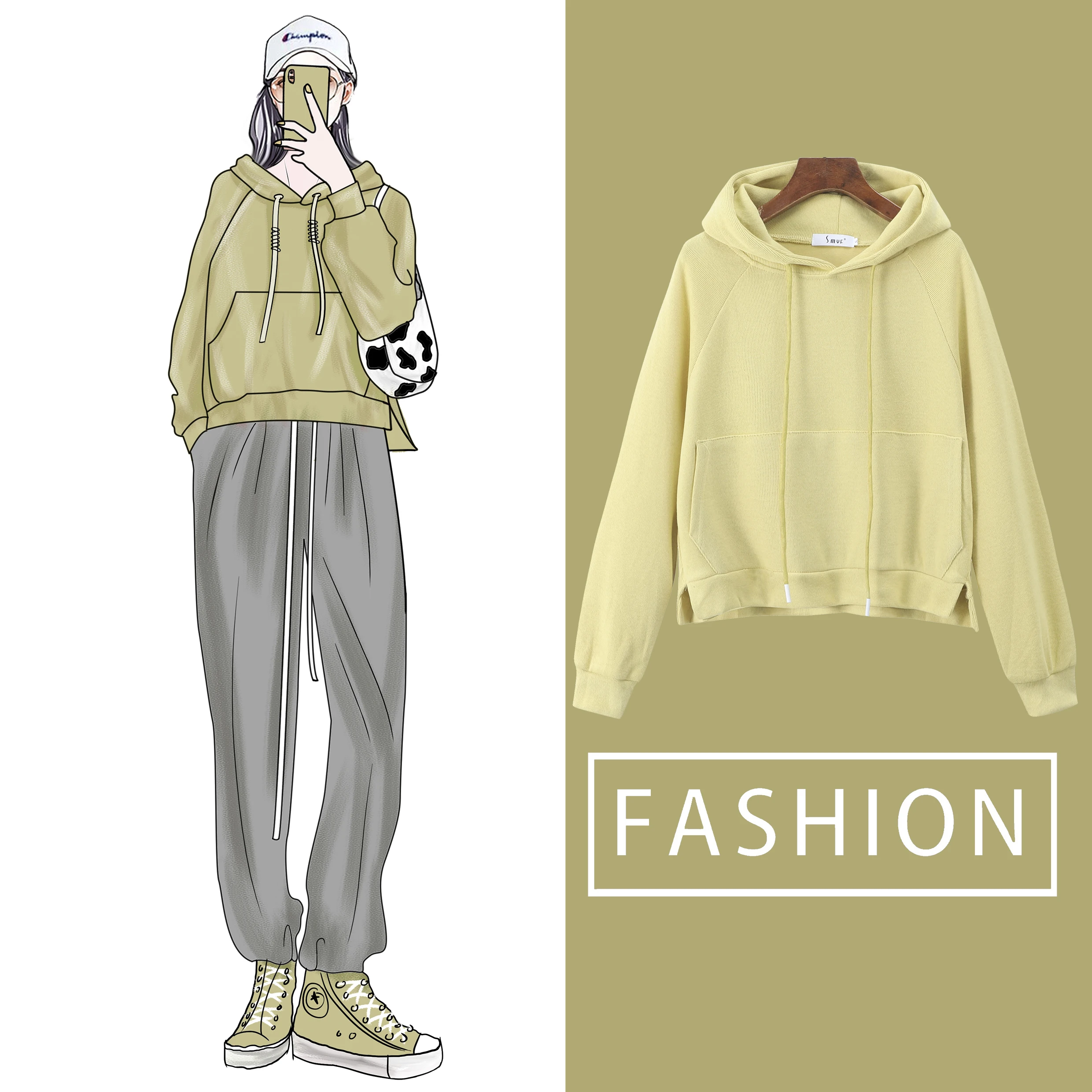 

ITOOLIN Women's hoodies Oversized hoodie Sweatshirt for women's long sleeve top crop Korean Loose Cotton Pullover Autumn Winter
