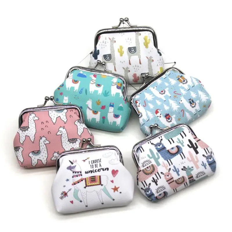 

Cartoon Alpaca women girls mini wallets cute kids coin purses ladies hasp money bags girls change purse Female children pouch