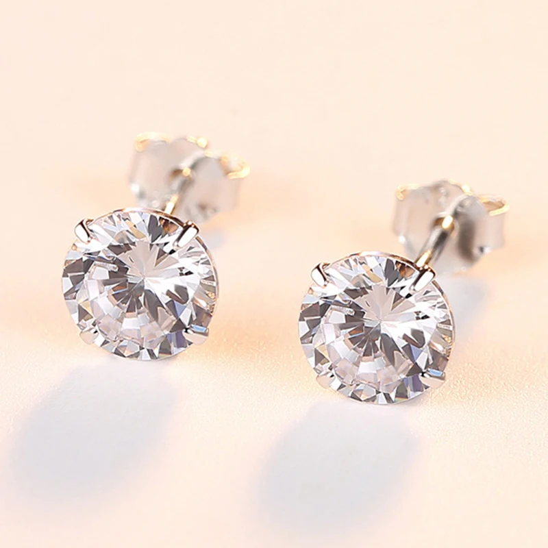 Женские серьги гвоздики из серебра 925 пробы с фианитами|Серьги-гвоздики| |