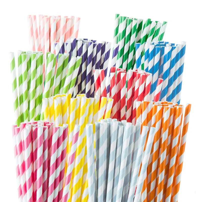 25 шт. одноразовые Бумага соломинки креативный смешанный питьевой соломы День