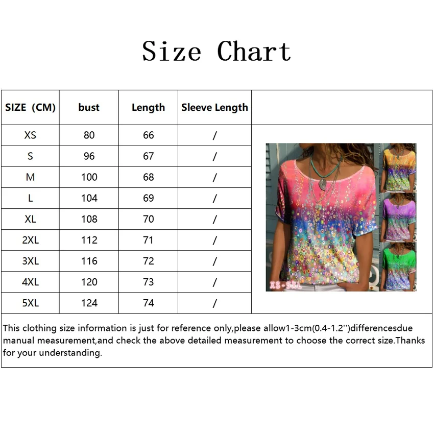 

Women's Fashion Loose Casual Floral print Round neck short sleeves Summer tshirt Gradient tops Plus Size