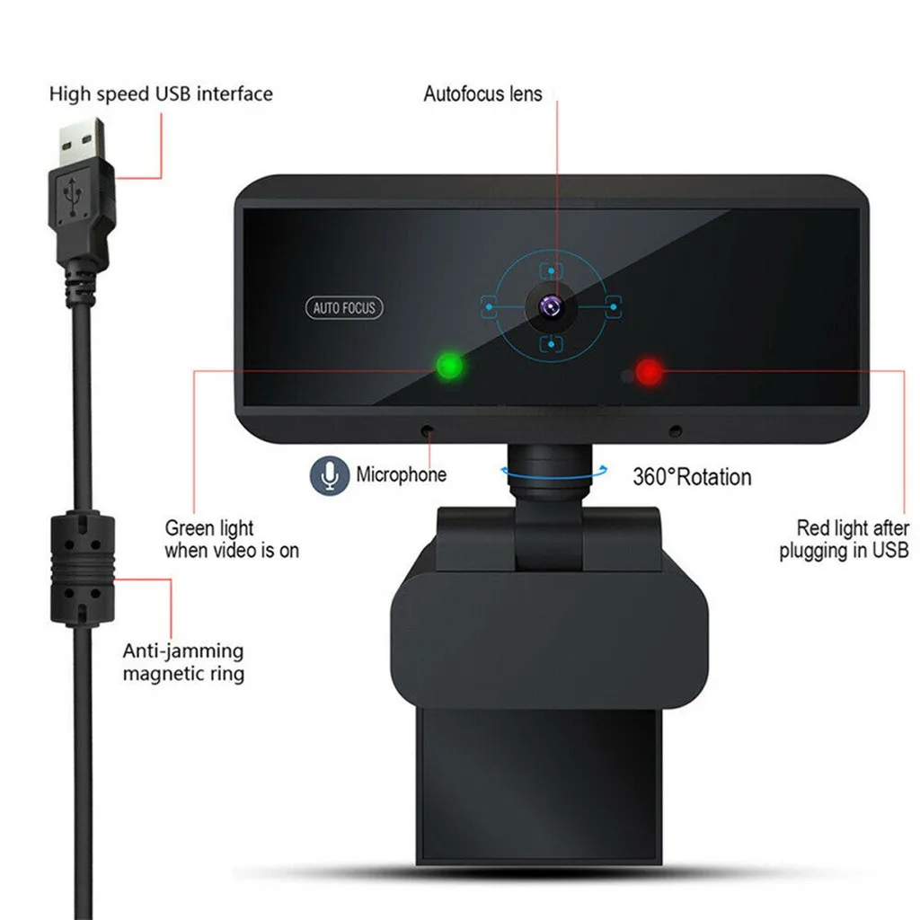 Full HD 1080P Webcam USB Pc Computer Camera with Microphone Driver-free Video for Online Teaching Live Broadcast | Компьютеры и офис