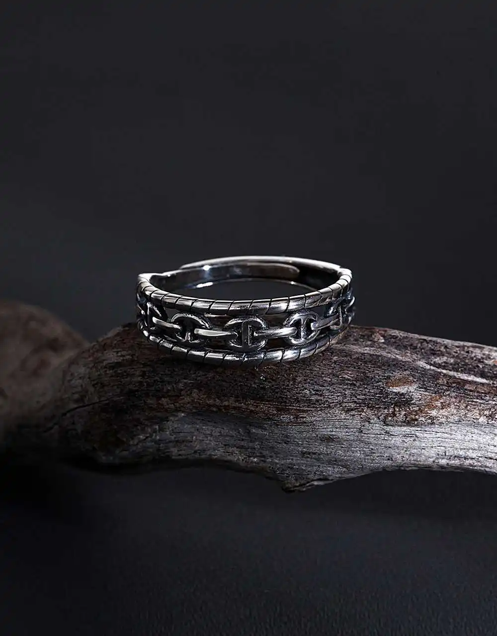 

925 Sterling Silver for Women Ring Punk Style Hollow Chain Couple Adjustable Size Handmade Ring Thai Silver Jewelry luxury