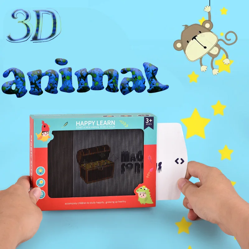 3-D подвижная карта детская головоломка анимация Волшебная коробка решетки мозаика животное когнитивные Дети раннего образования дорожные игрушки