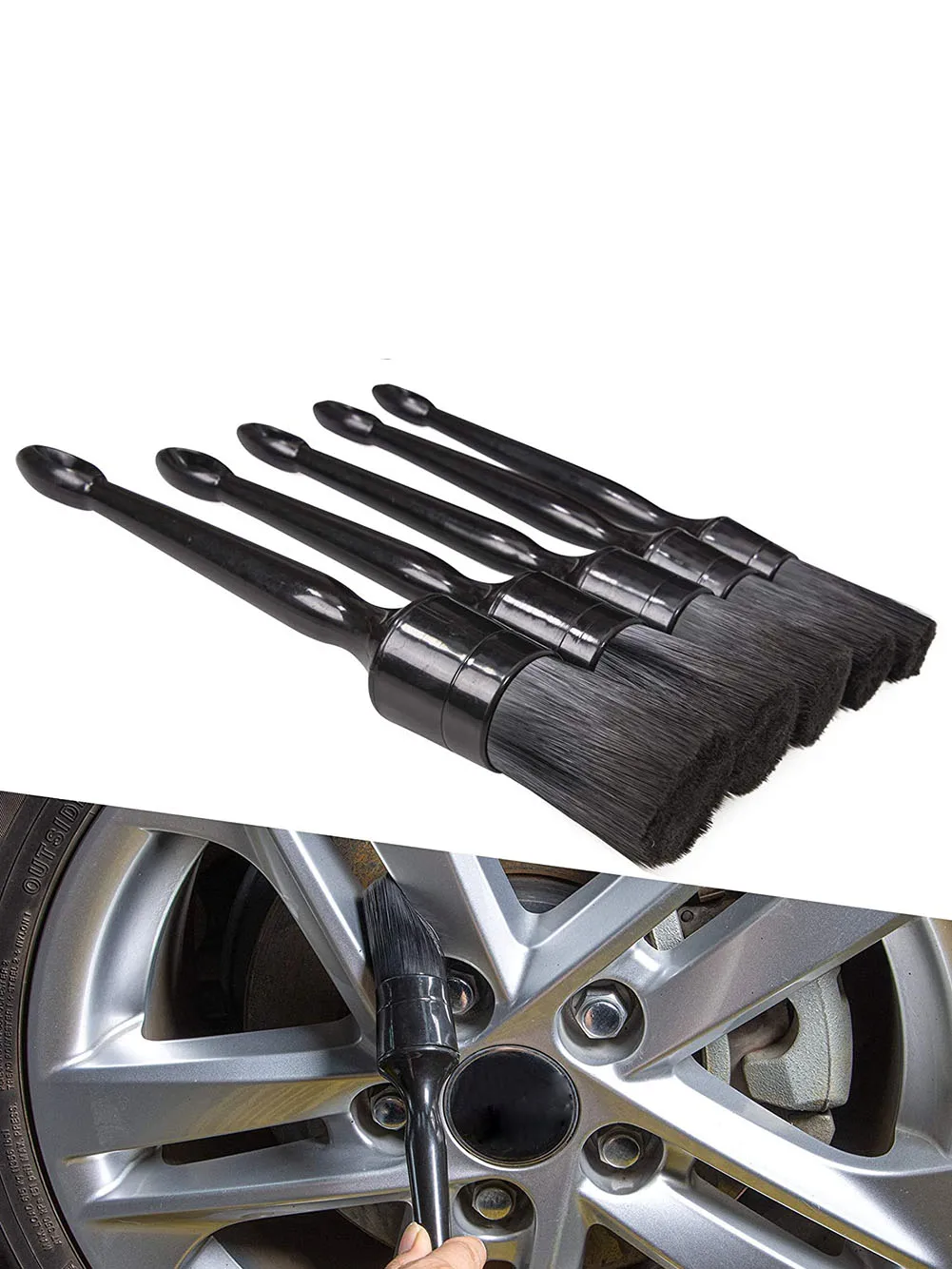 

5Pcs Car Wash Brush Wheel Cleaning Brush Long Handle Car Cleaning Interior Details Auto Cleaning Wash Tools Accessories for Car