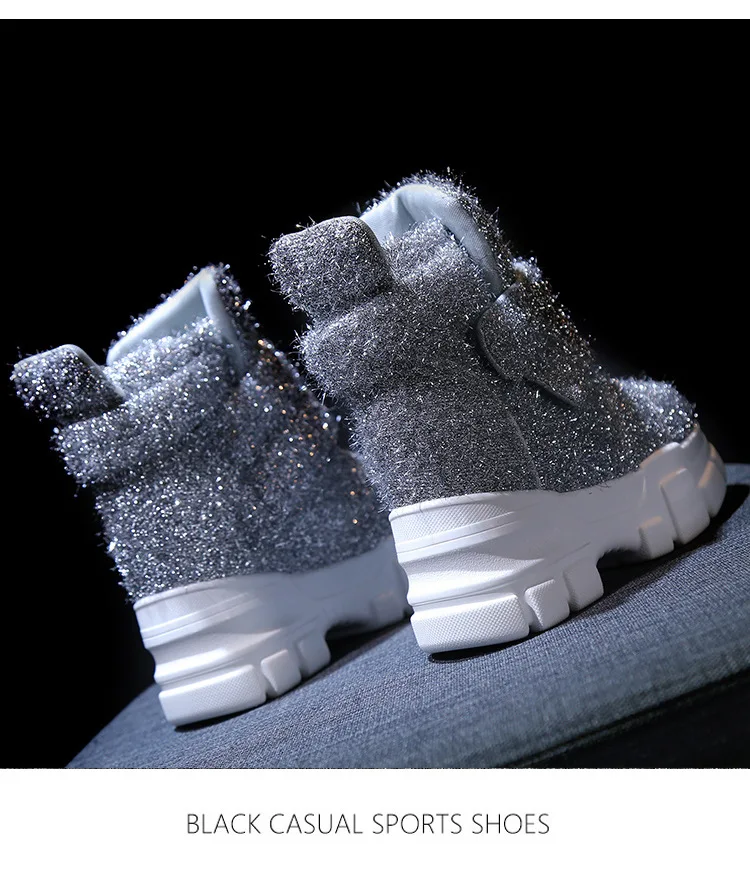 Повседневная обувь; женские Ботинки martin, увеличивающие рост; zapatos de mujer; модные брендовые женские ботильоны на не сужающемся книзу массивном каблуке; женские Серебристые ботинки на меху