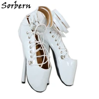sorbern women ballet thin heel boots shoes unisex plus size 18cm heels pointed toe plus size 36 46 lace up ladies party boots