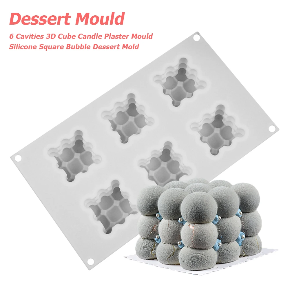 

Силиконовая форма в виде свечи, антипригарная форма для самостоятельного изготовления квадратных пузырей 3D для кухни, подноса для десерта, ...