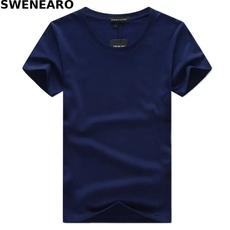 

SWENEARO Hot Sale high quality fashion T Shirt large size Men T-Shirt Short Sleeve Solid Casual Cotton Tee Shirt Summer Clothing