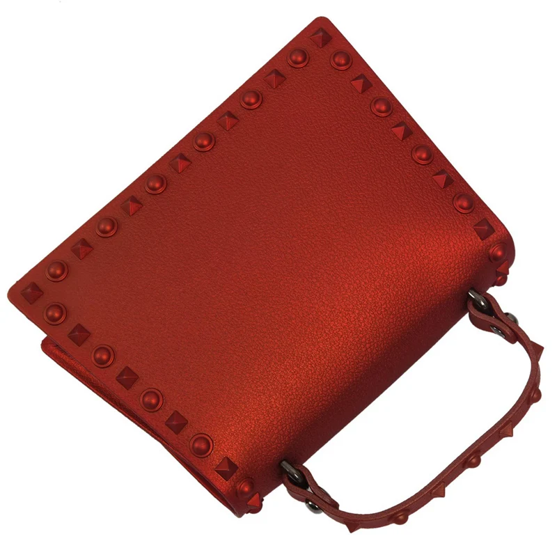 

Women Messenger Bags Handbags Women Bags Designer Jelly Bag(Small Red) & Punk Skull Rivet Bag All-Match Women's