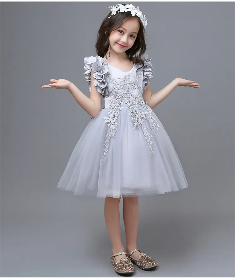 Платья принцессы для девочек с цветами платье свадьбы подружки невесты белое