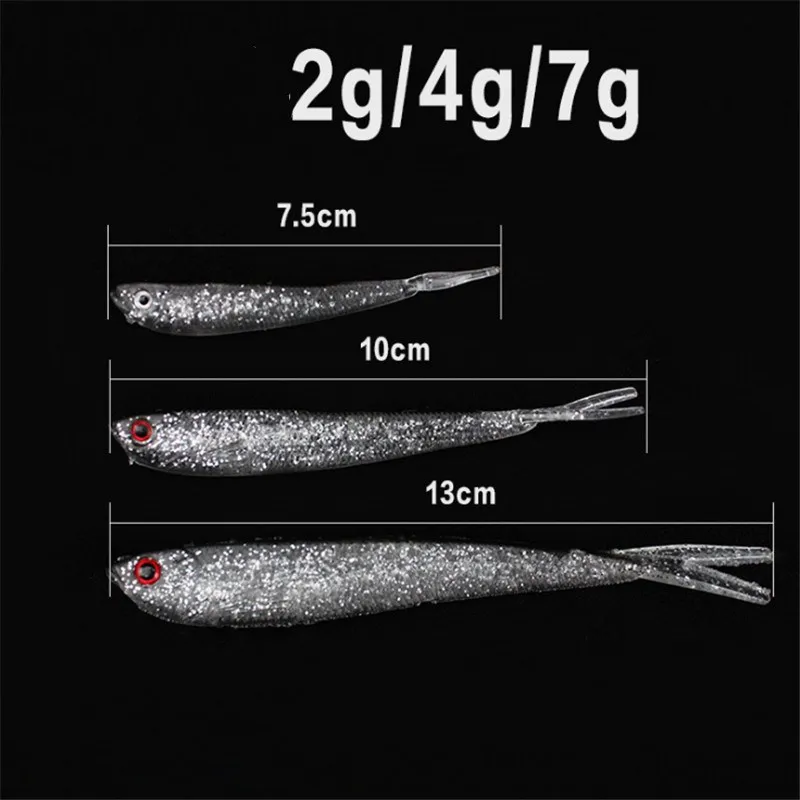 

5pcs/lot Soft Lure 2g 4g 7g Silicone Swimbaits isca Artificial Worm Soft Bait Fish Wobblers Bass Carp Flying Fishing Lure
