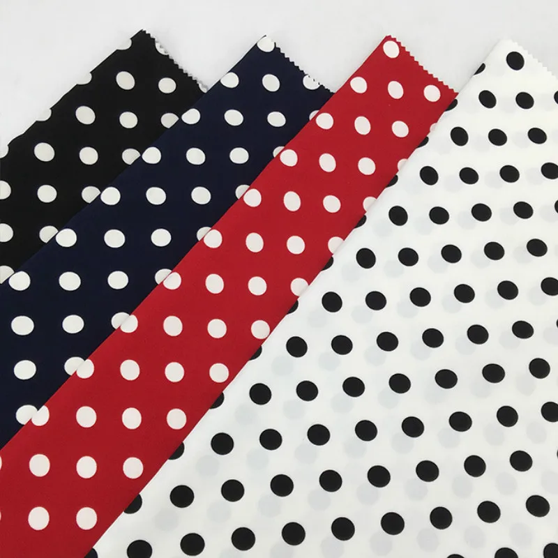 

1.8cm Polka Dots Printed Chiffon Fabric Material Pure Polyester Chiffon Fabric By Meters for DIY Sewing Summer Evening Dress