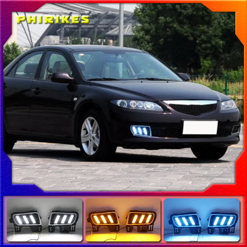 

1 пара для Mazda 6 Mazda6 2006-2009 спереди мигающий светодиод дневного света DRL Противотуманные лампы дневного света