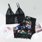 Пижамный комплект женский кружевной атласный, пижама с цветочным принтом, V-образным вырезом, без рукавов, ночное белье, домашняя одежда