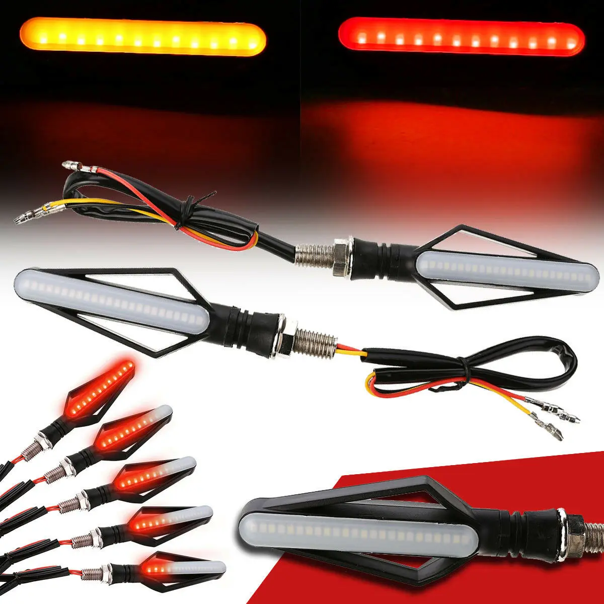 

E11 мотоцикл бегущая вода шатер поворотник 24LED модифицированный двухцветный индикатор Предупреждение