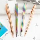 14 шт в цветах радуги, шариковая ручка Нержавеющаясталь Металлическая Шариковая ручка Канцтовары легкий Портативный письменные принадлежности