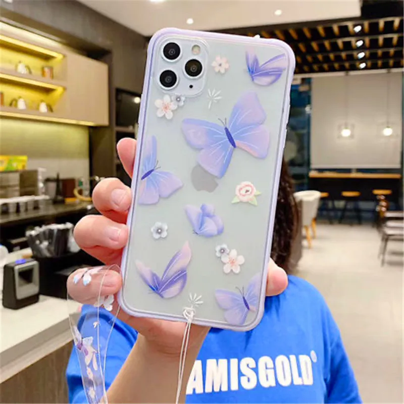 Подходит foriPhone11pro мобильный телефон shell ins с сиреневой бабочкой на в виде ракушки