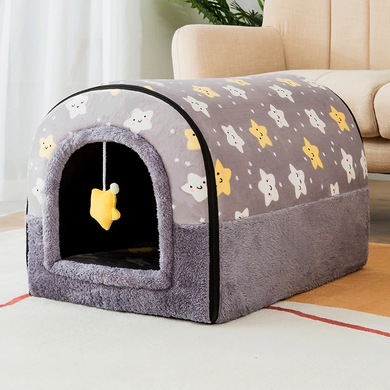 

Kennel Winter Warm House Type Small Dog Closed Cat Nest Removable and Washable Teddy Four Seasons Universal Pet Supplies