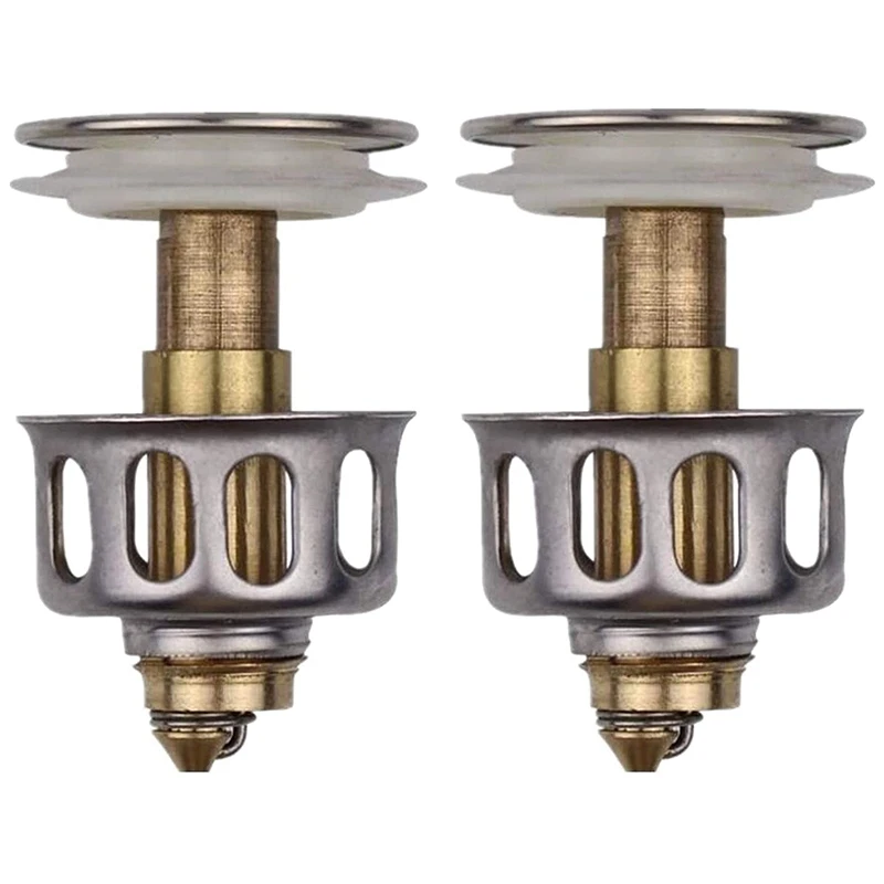 

1 Set Of 2 Drainer Bounce Cores Wash Basin Basin Stainless Steel Bounce Core Push-Type Bounce Core Leak Plug