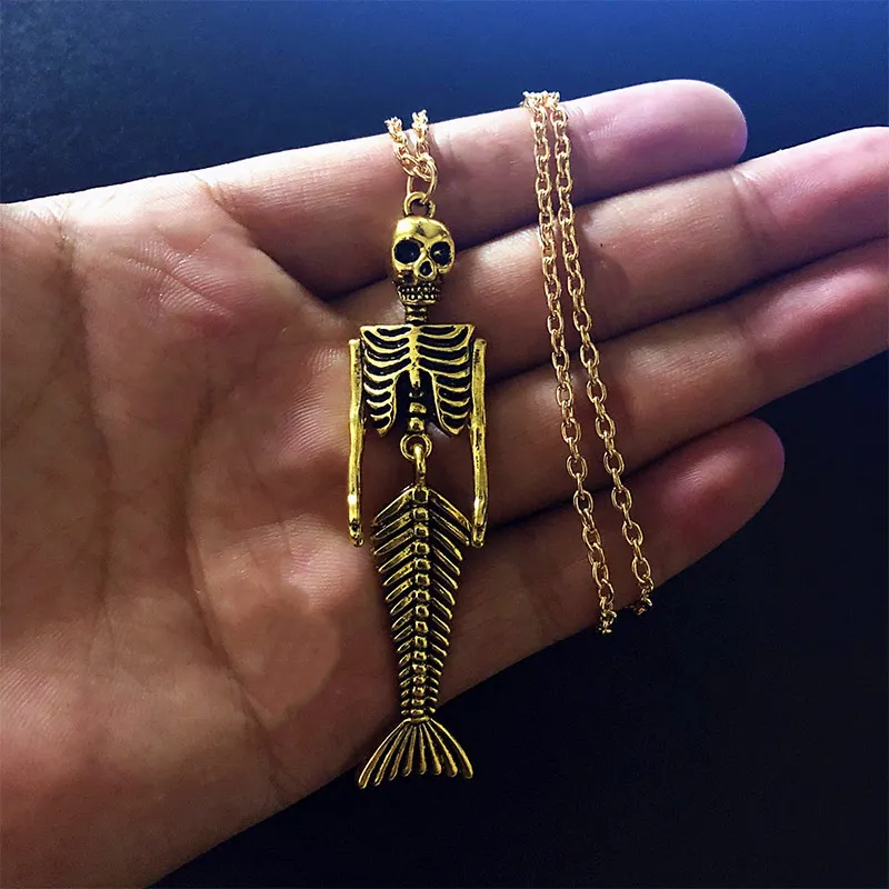 1 шт. металлическая подвеска в виде скелета русалки ожерелье на Хэллоуин стимпанк