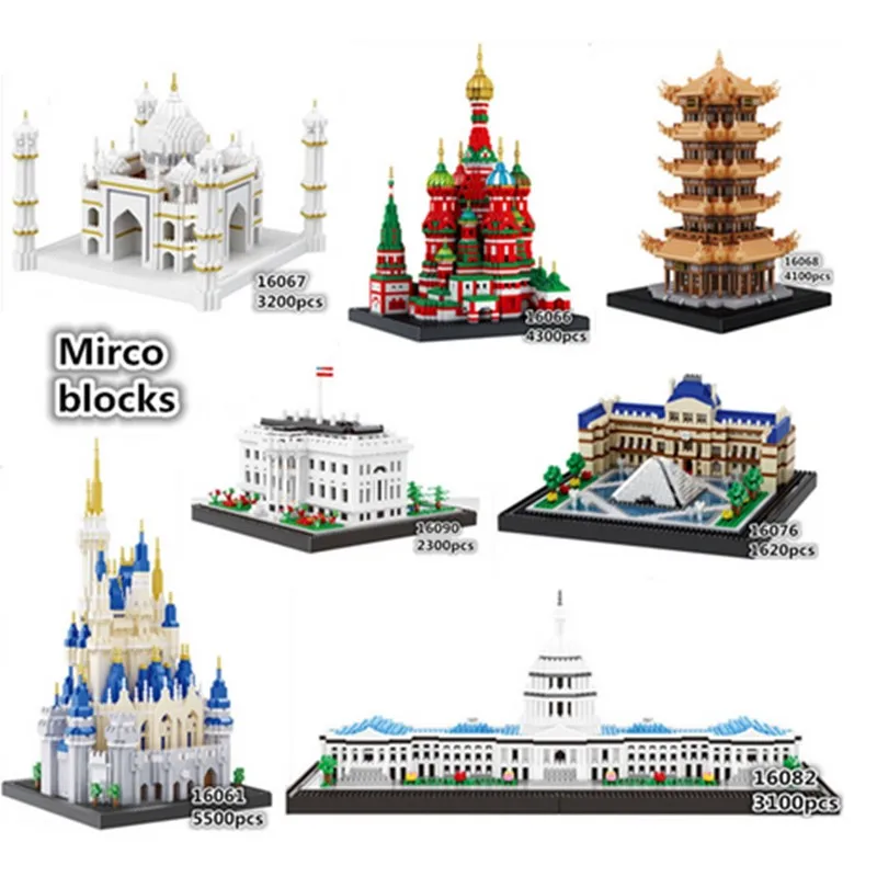 Balody архитектурные кубики алмазные Mirco строительные Blocks16061-91 Taj Mahal Louvre Василий Церковь США замок легоинглы игрушка
