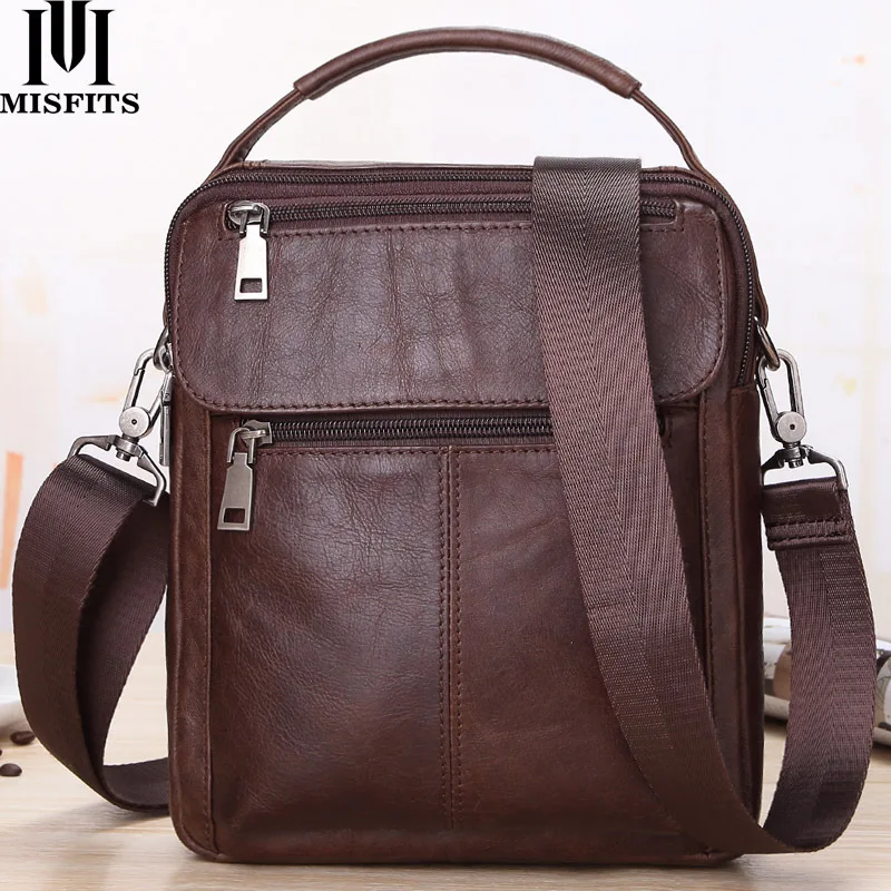 Men bags shoulder crossbody  Genuine Leather single shoulder strap handbags  Business casual wax leather crossbody bags for men