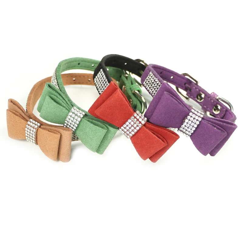 Стразы из искусственной кожи с бриллиантами Регулируемый ошейник для собак