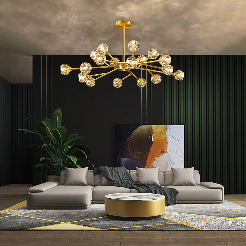 Светодиодные люстры в стиле пост модерн потолочная лампа из хрустальной меди G9