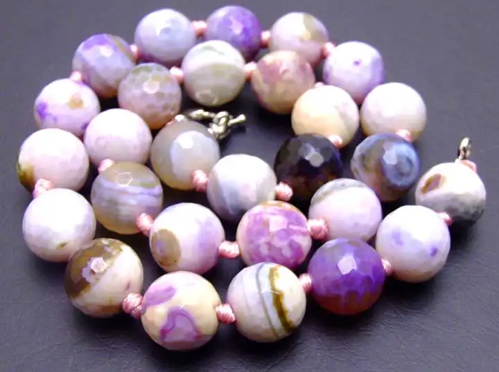 Колье женское из натурального агата с круглым граненым камнем 11-12 мм 18 дюймов