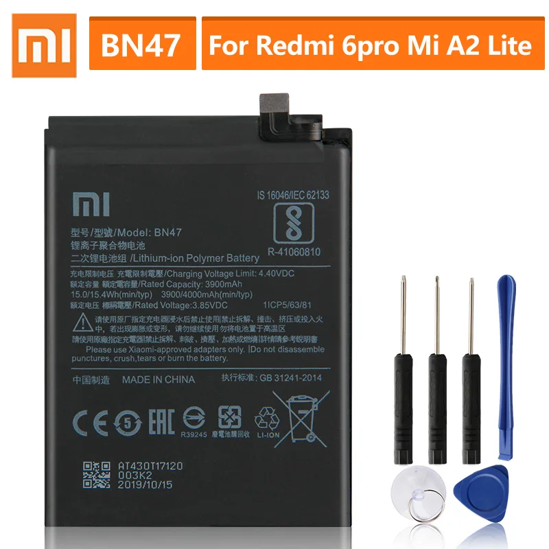 Оригинальная запасная батарея для Xiaomi Redmi 6pro Mi A2 Lite Hongmi 6 Pro Redrice BN47 настоящая