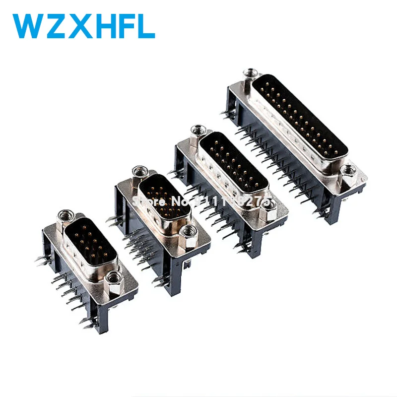 

5Pcs DR9 DR15 DR25 DR37 Hole/Pin Female/Male right angle Welded d-sub Connector RS232 serial port adapter DB9 9/15/25/37 pin