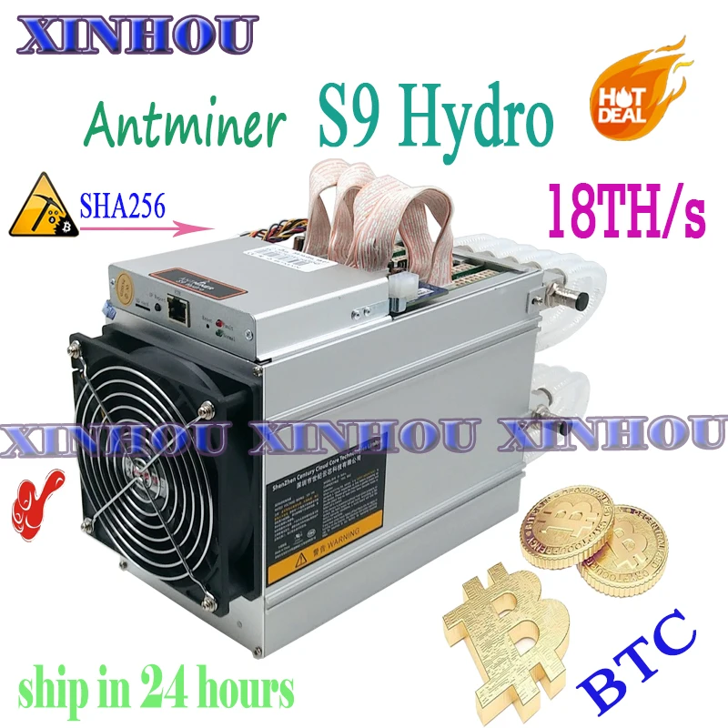 Майнер для биткоинов AntMiner S9 Hydro 18TH/s ASIC с водяным охлаждением лучше чем T9 S17 Whatsminer M3