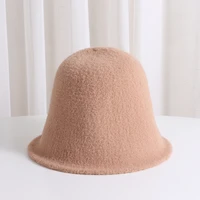 new womens winter bucket hat for teens felt wool hat for girl sautumn and winter fashion fur panama hip hop hat off white cap
