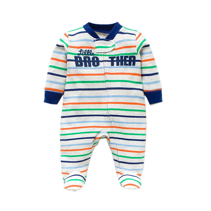 color stripe Детский хлопковый комбинезон с длинными рукавами для мальчиков, jumsuit, одежда для маленьких мальчиков от 0 до 3 месяцев зимняя одежда для маленьких девочек, комбинезон - Цвет: color stripe