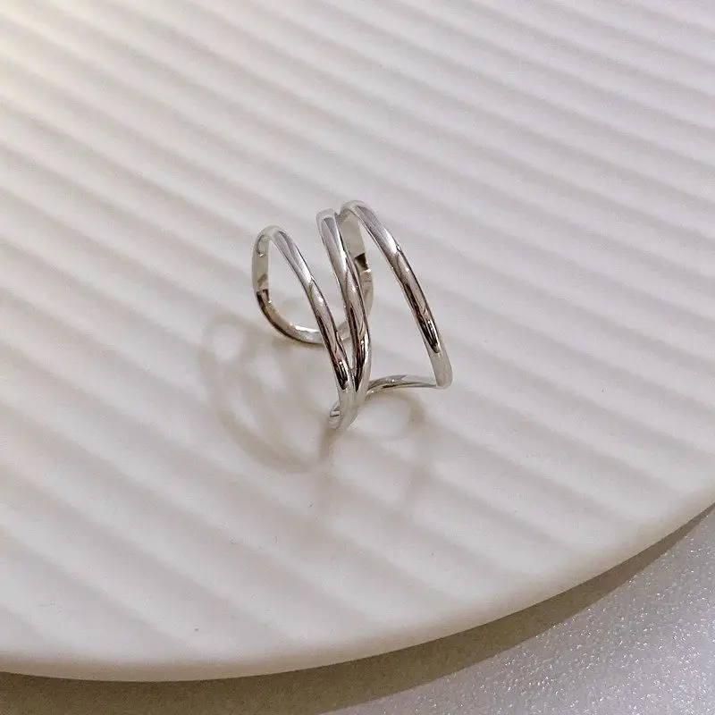 Женское кольцо в минималистичном стиле amaiyllissa открытое золотистое трехслойное