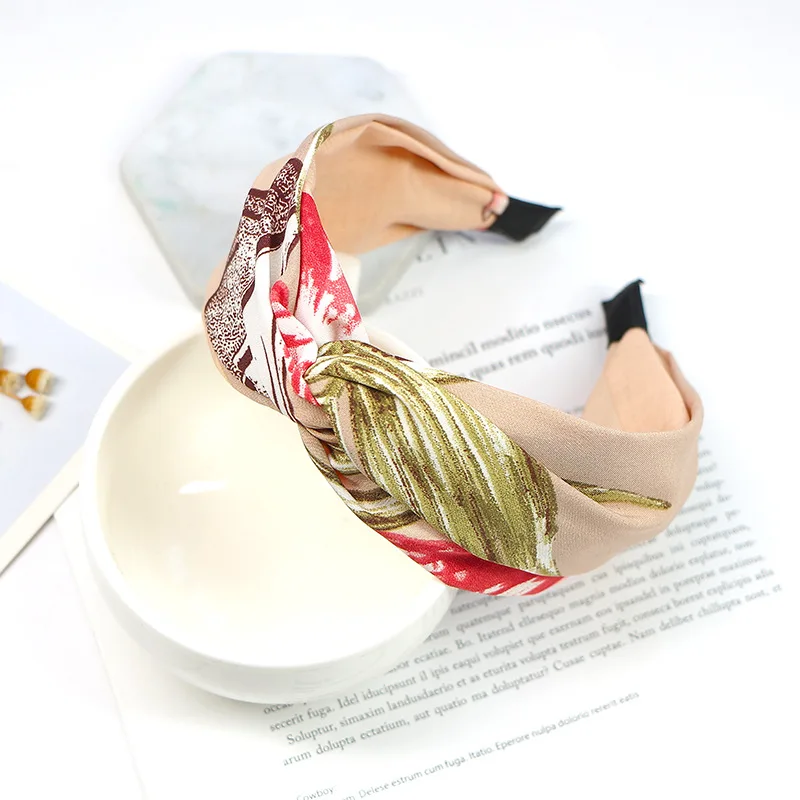 

Bohemian Summer Satin Flower Cross Hairband Handmade Headband customized Hair Accessories